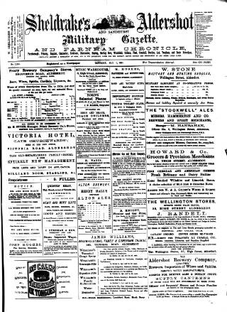 cover page of Aldershot Military Gazette published on May 2, 1885