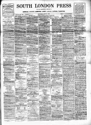 cover page of South London Press published on June 18, 1892