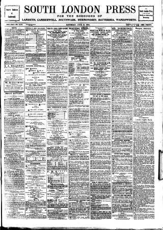 cover page of South London Press published on June 18, 1904
