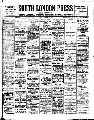 cover page of South London Press published on August 2, 1912