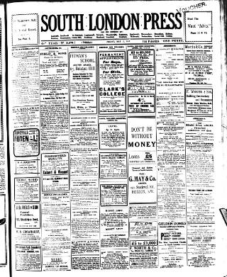 cover page of South London Press published on May 2, 1913