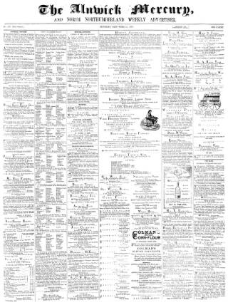 cover page of Alnwick Mercury published on September 17, 1870