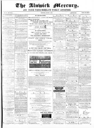 cover page of Alnwick Mercury published on August 2, 1879