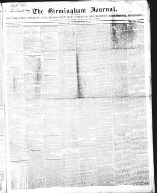 cover page of Birmingham Journal published on May 4, 1844