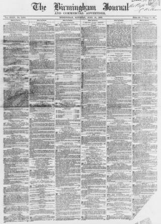 cover page of Birmingham Journal published on June 18, 1859