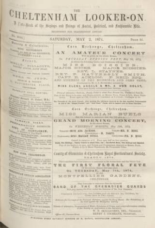 cover page of Cheltenham Looker-On published on May 2, 1874