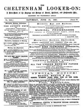 cover page of Cheltenham Looker-On published on June 18, 1881