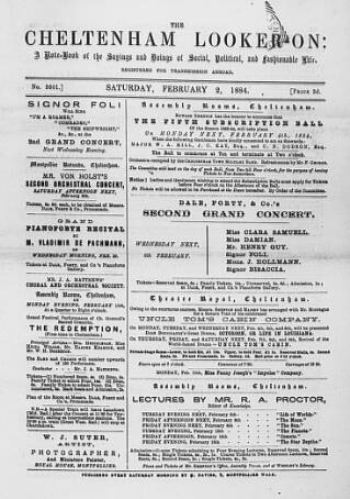 cover page of Cheltenham Looker-On published on February 2, 1884