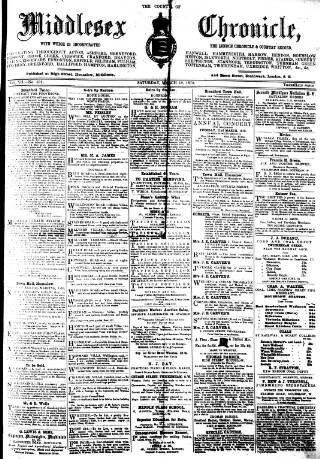 cover page of Middlesex Chronicle published on March 19, 1870