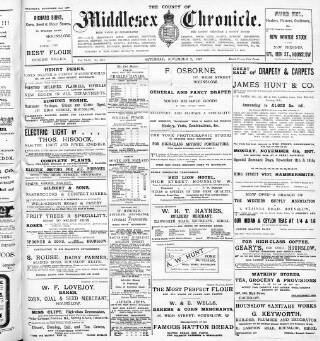 cover page of Middlesex Chronicle published on November 2, 1907
