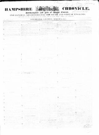 cover page of Hampshire Chronicle published on August 2, 1856