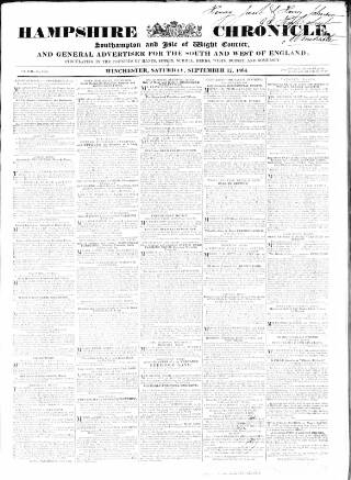 cover page of Hampshire Chronicle published on September 17, 1864