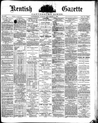 cover page of Kentish Gazette published on November 2, 1886
