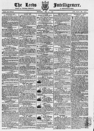 cover page of Leeds Intelligencer published on May 2, 1796