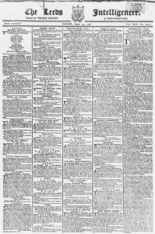 cover page of Leeds Intelligencer published on March 19, 1798