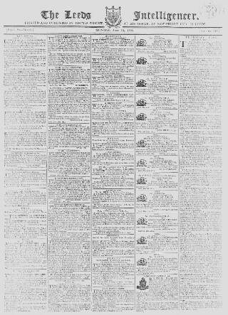 cover page of Leeds Intelligencer published on June 18, 1804