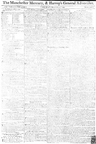 cover page of Manchester Mercury published on November 2, 1790