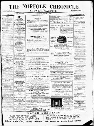 cover page of Norfolk Chronicle published on April 4, 1874