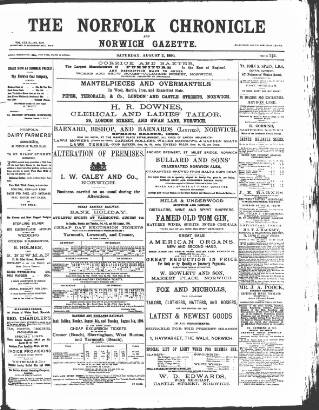cover page of Norfolk Chronicle published on August 2, 1890