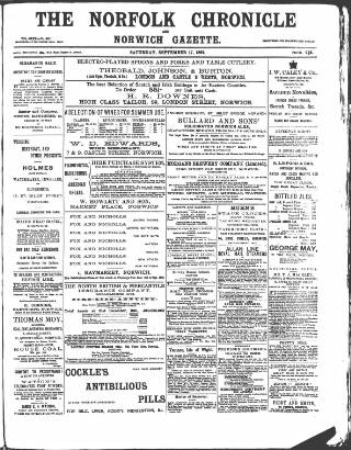 cover page of Norfolk Chronicle published on September 17, 1892