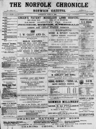 cover page of Norfolk Chronicle published on June 18, 1898