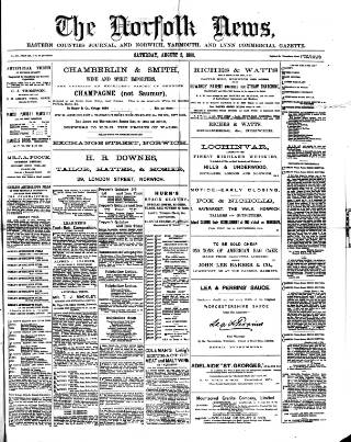 cover page of Norfolk News published on August 2, 1890