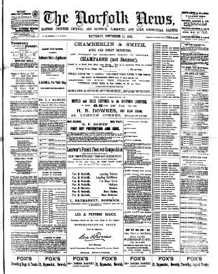 cover page of Norfolk News published on September 17, 1892