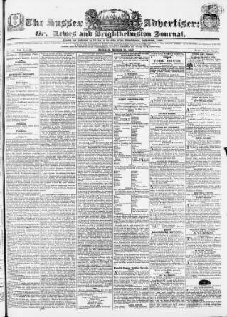 cover page of Sussex Advertiser published on March 19, 1827