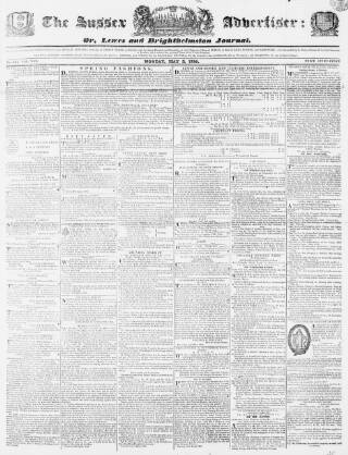 cover page of Sussex Advertiser published on May 2, 1836