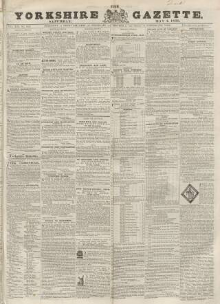 cover page of Yorkshire Gazette published on May 4, 1839