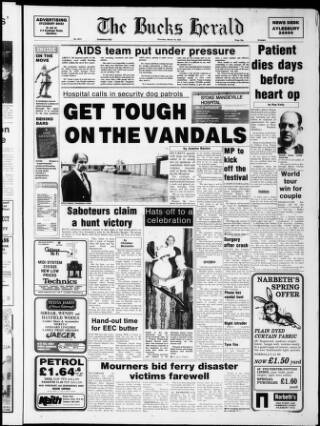cover page of Bucks Herald published on March 19, 1987