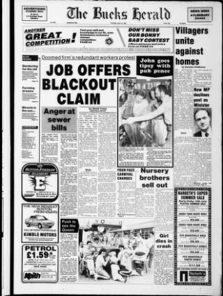 cover page of Bucks Herald published on June 18, 1987