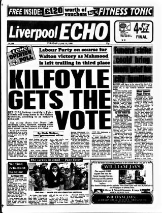 cover page of Liverpool Echo published on June 18, 1991