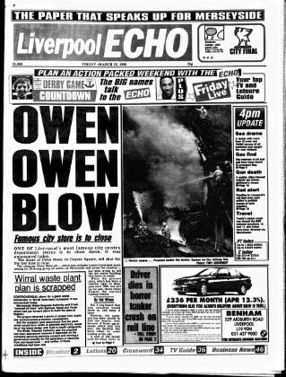cover page of Liverpool Echo published on March 19, 1993