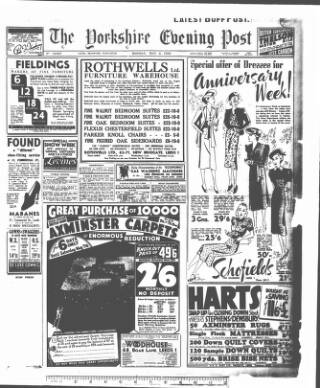 cover page of Yorkshire Evening Post published on May 2, 1938