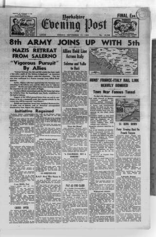 cover page of Yorkshire Evening Post published on September 17, 1943