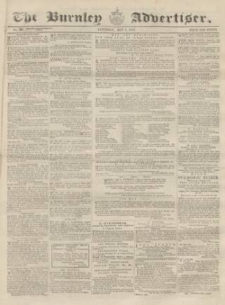 cover page of Burnley Advertiser published on May 2, 1857