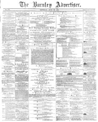 cover page of Burnley Advertiser published on June 18, 1864