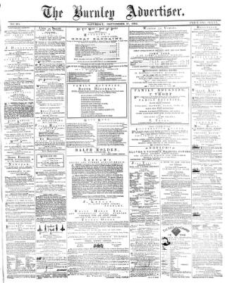 cover page of Burnley Advertiser published on September 17, 1864