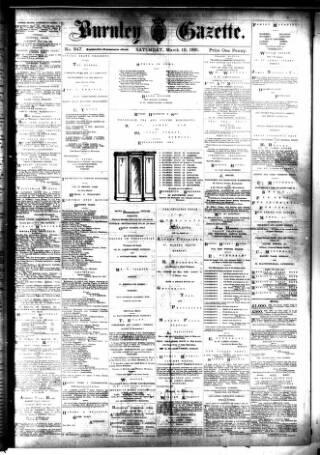 cover page of Burnley Gazette published on March 19, 1881