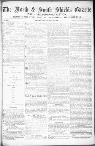 cover page of North & South Shields Gazette and Northumberland and Durham Advertiser published on June 18, 1859