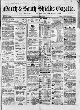 cover page of North & South Shields Gazette and Northumberland and Durham Advertiser published on April 4, 1861