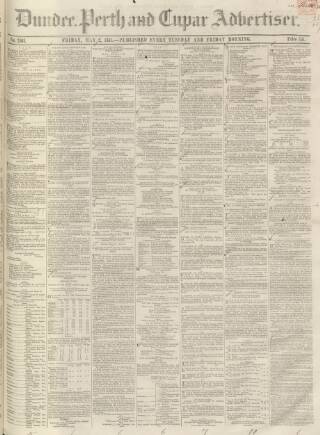 cover page of Dundee, Perth, and Cupar Advertiser published on May 2, 1851