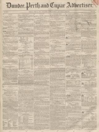 cover page of Dundee, Perth, and Cupar Advertiser published on June 18, 1852