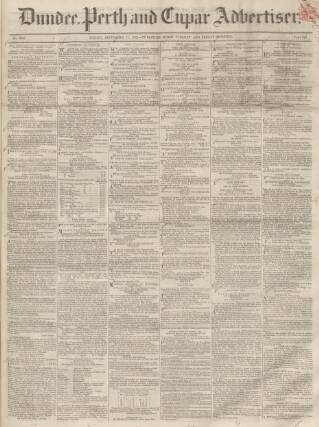 cover page of Dundee, Perth, and Cupar Advertiser published on September 17, 1852