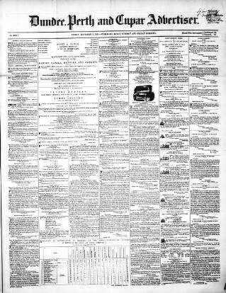 cover page of Dundee, Perth, and Cupar Advertiser published on November 2, 1855