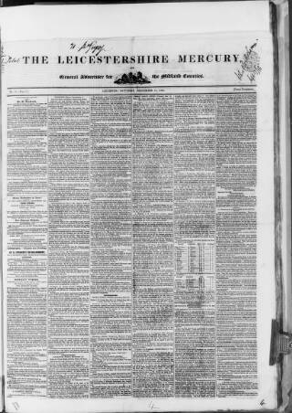 cover page of Leicestershire Mercury published on September 17, 1836