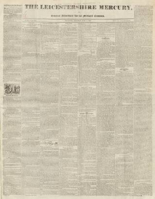 cover page of Leicestershire Mercury published on June 18, 1842