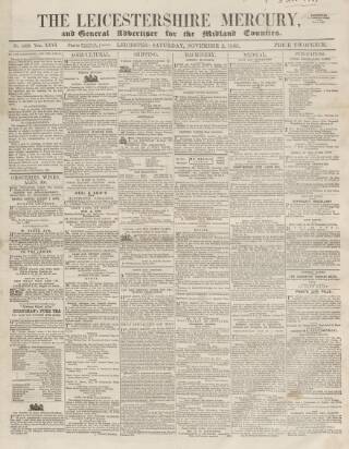 cover page of Leicestershire Mercury published on November 2, 1861