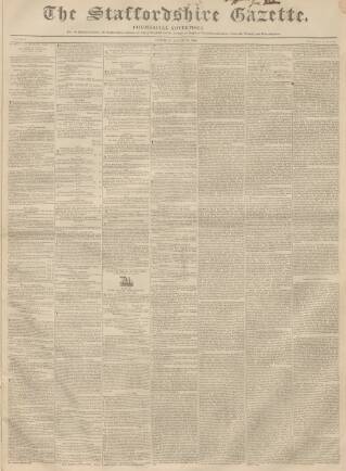 cover page of Staffordshire Gazette and County Standard published on August 29, 1840